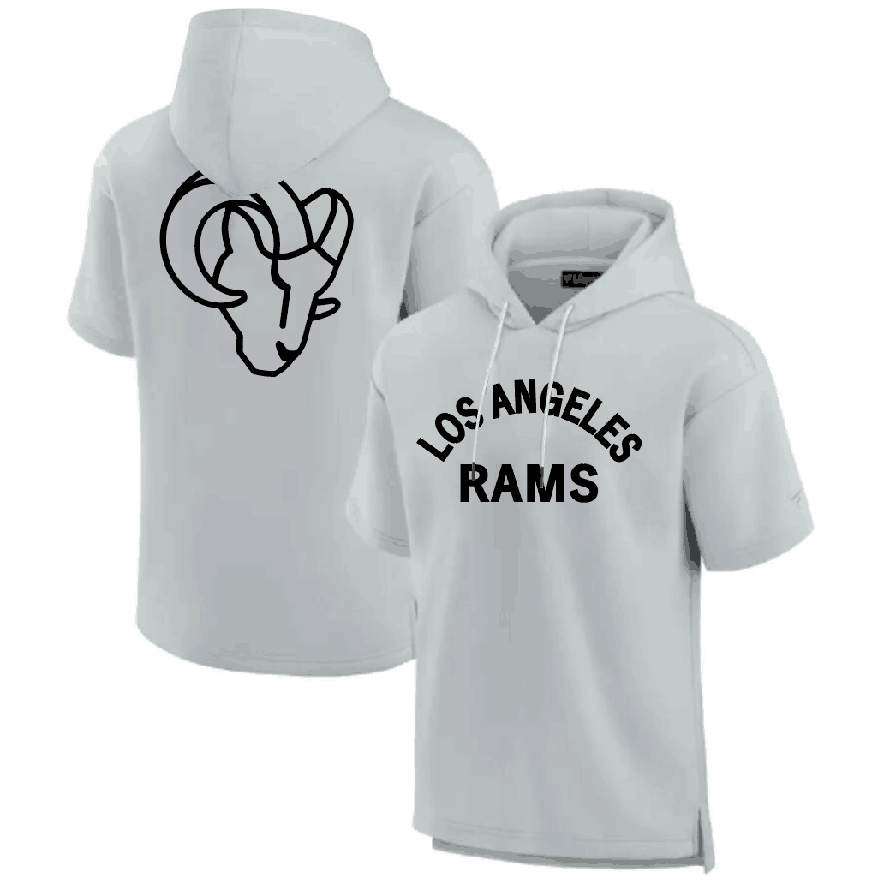 Men's Los Angeles Rams Gray Super Soft Fleece Short Sleeve Hoodie Men's Los Angeles Rams Gray Super Soft Fleece Short Sleeve Hoodie